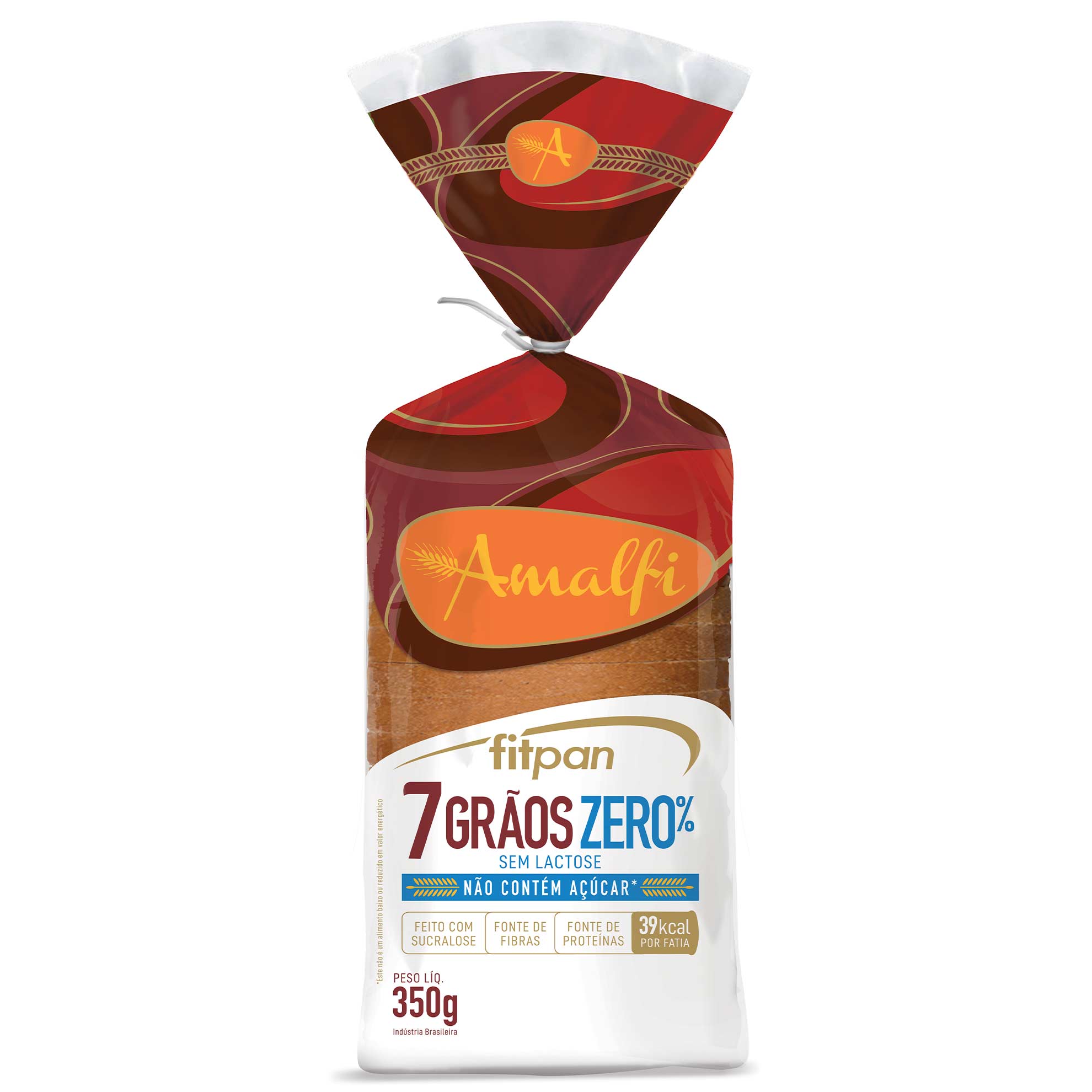 Pão de Forma 7 Grãos sem Lactose e sem Açúcar Fitpan Amalfi 350g