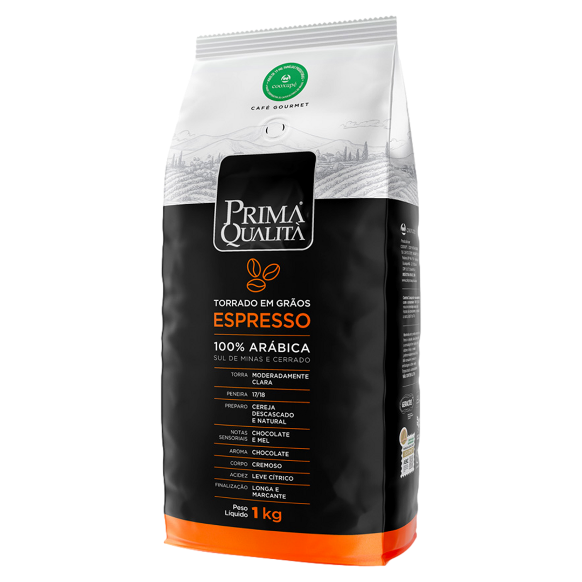 Café Torrado em Grãos Prima Qualità Gourmet Pacote 1kg