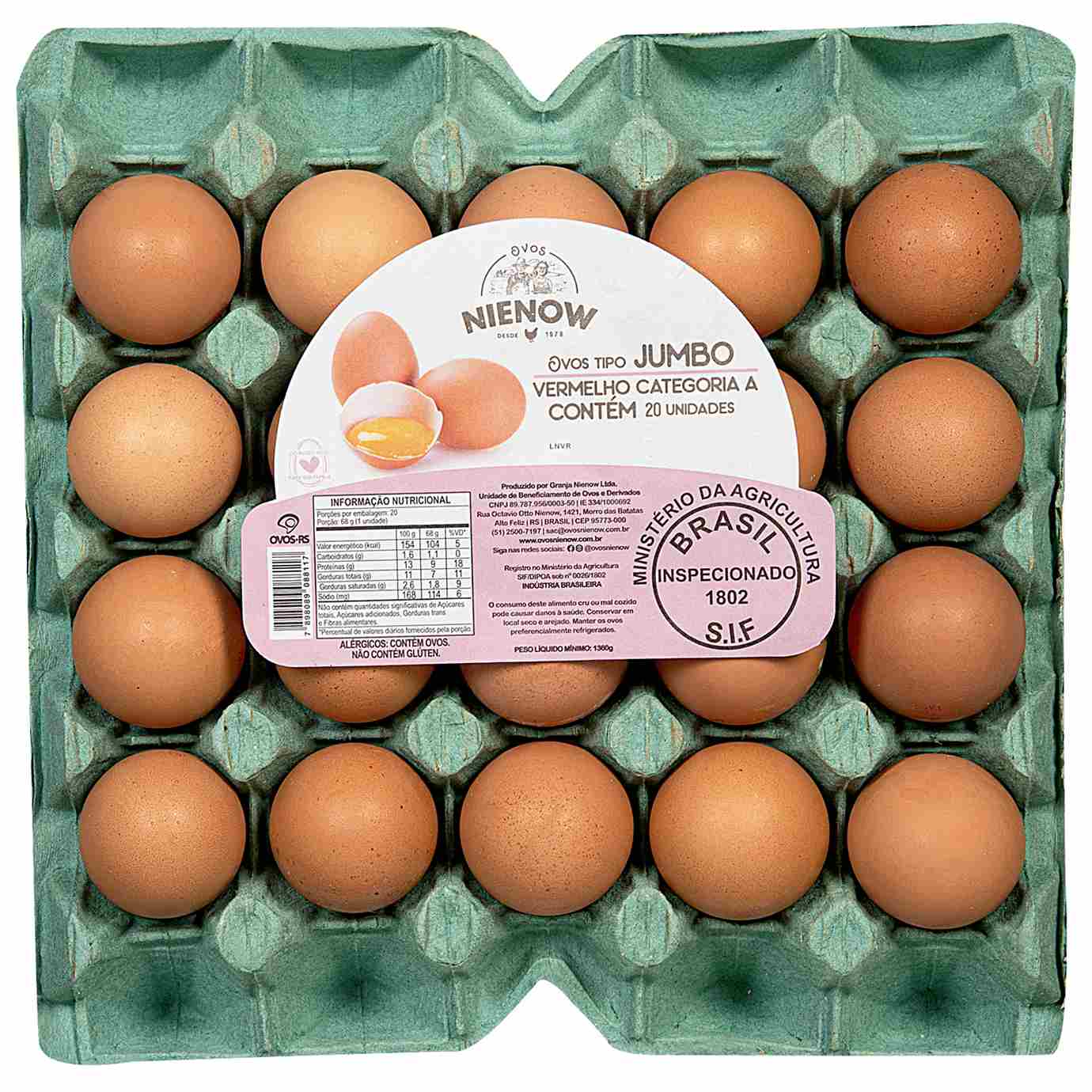 Ovos Vermelhos Jumbo Nienow 20 Unidades