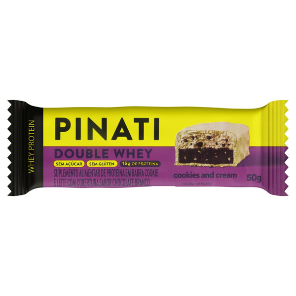 Barra de Proteína Pinati 50g - Double Whey - Cookie and Cream