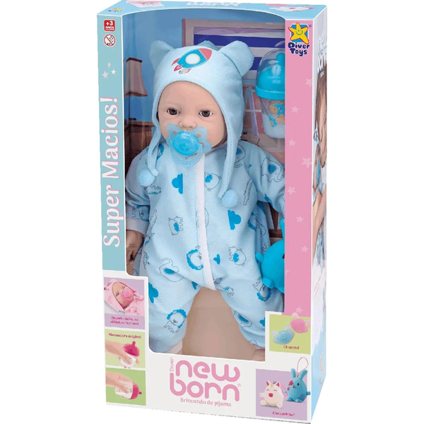 Boneca Divertoys New Born - Brincando de Pijama - Menino - Ref. 8192