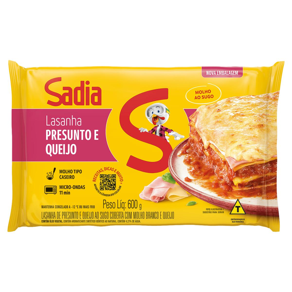 Lasanha SADIA Presunto e Queijo ao Sugo 600g