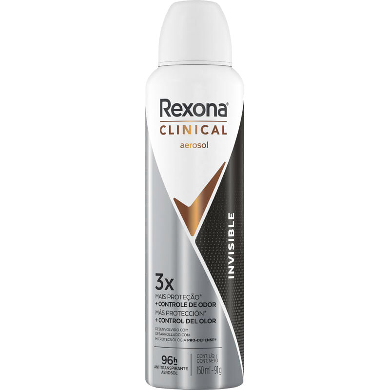Desodorante REXONA Clinical Feminino Invisible Aerosol 150ml
