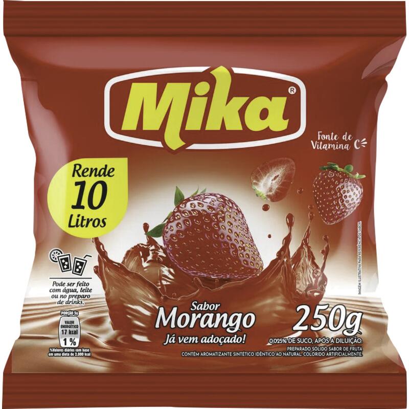 Refresco em Pó Mika Morango 250g