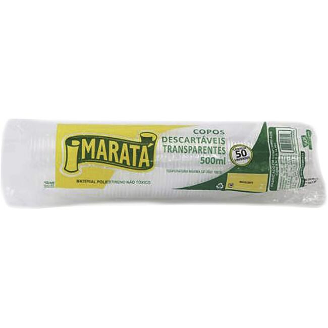 Copo Plástico Descartável Maratá ABNT 500ml Transp 50un