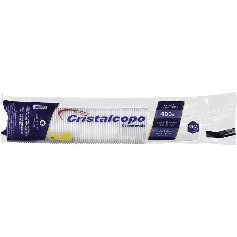 Copo Descartável Cristalcopo 400ml Branco ABNT 50 un
