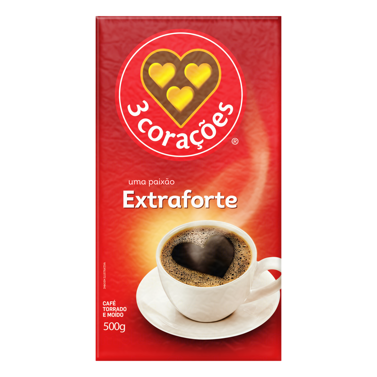 Café Torrado e Moído a Vácuo Extraforte 3 Corações Pacote 500g