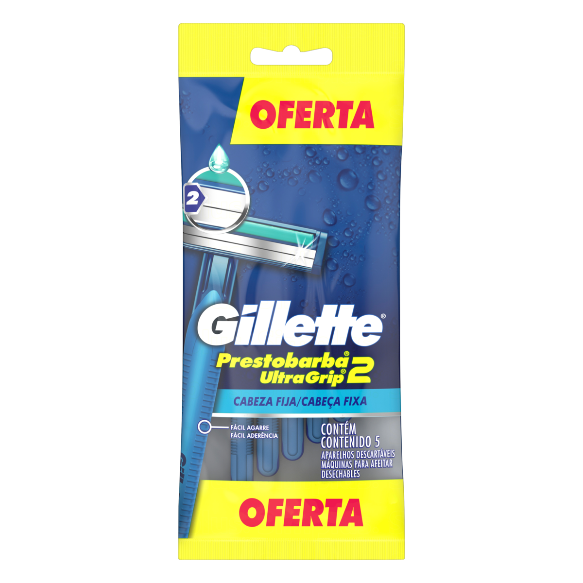 Aparelho Descartável para Barbear Gillette Prestobarba2 Ultragrip 5un