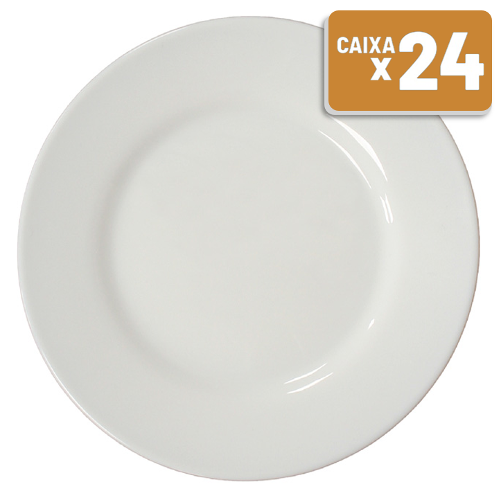 Prato de Sobremesa Everyday Vidro Branco Caixa c/ 24 Un