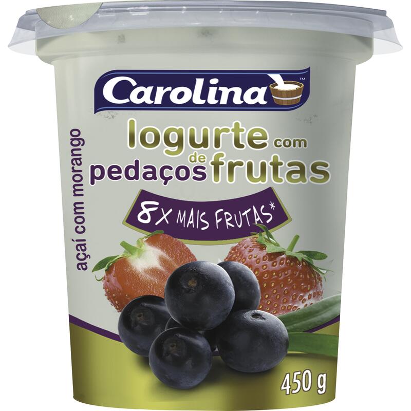 Iogurte com Pedaços Carolina Açaí com Morango 450g