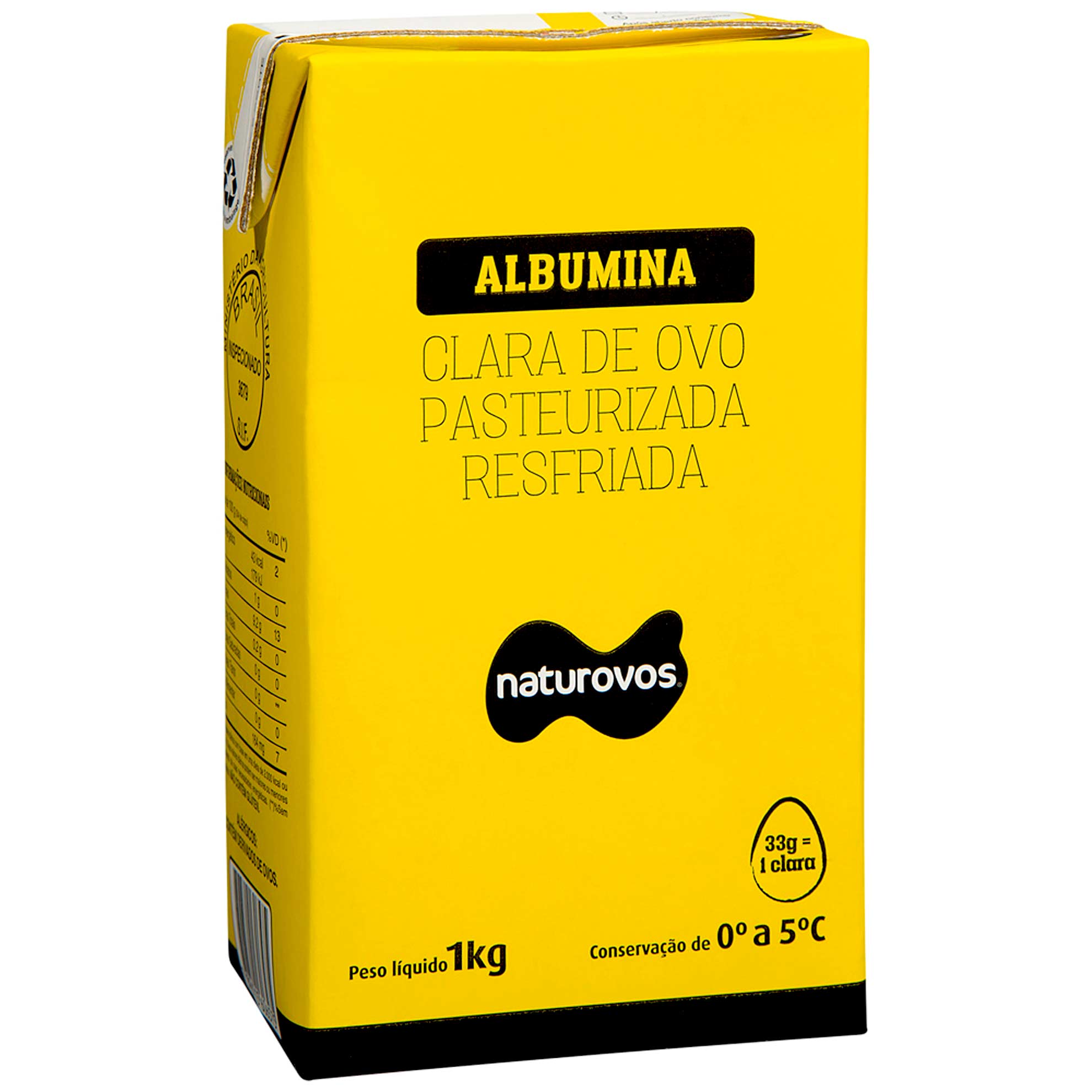 Clara de Ovos Pasteurizada Resfriada Líquida Naturovos 1kg