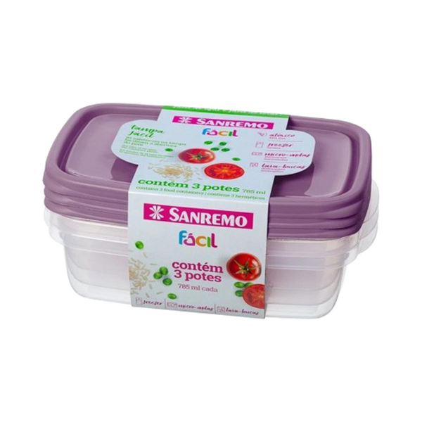 Conjunto de Potes Sanremo 1,8 Litros - Com 3 unidades - Ref. SR170/7C