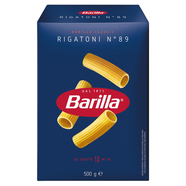 Macarrão de Sêmola de Trigo Duro Rigatoni 89 Barilla Caixa 500g