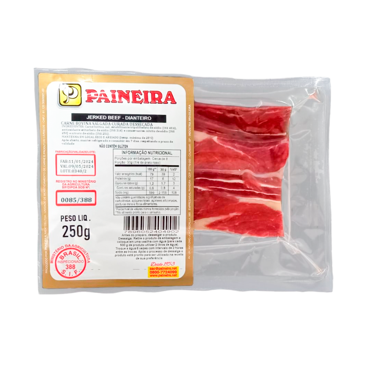 Carne Bovina Salgada Seca Paineira 250g