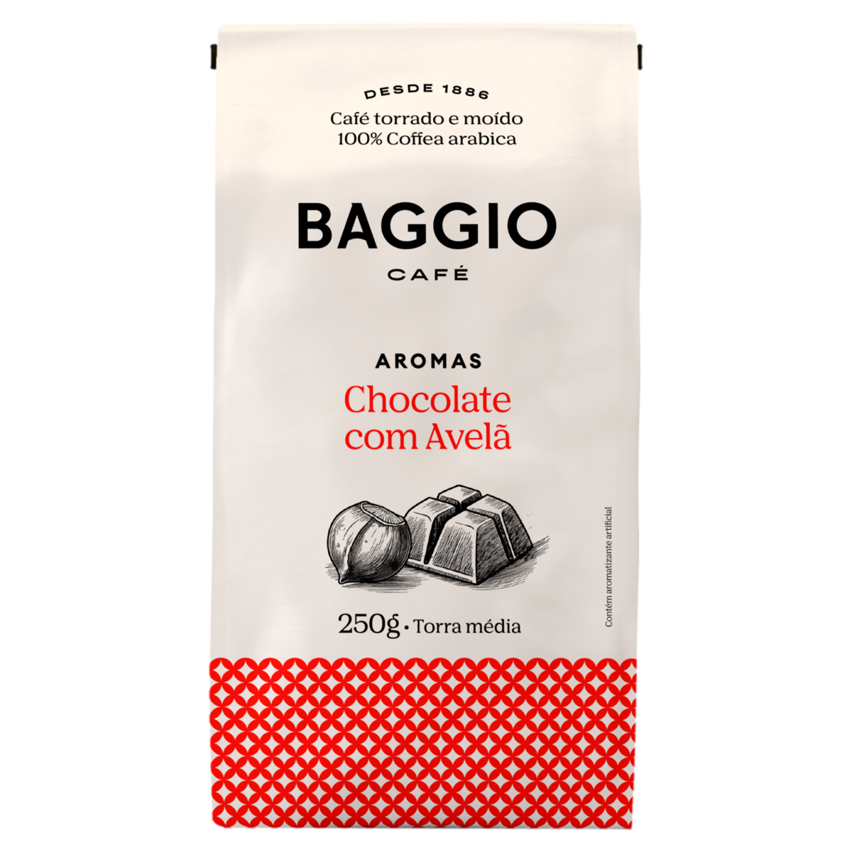 Café Torrado e Moído Chocolate com Avelã Baggio Aromas Pacote 250g