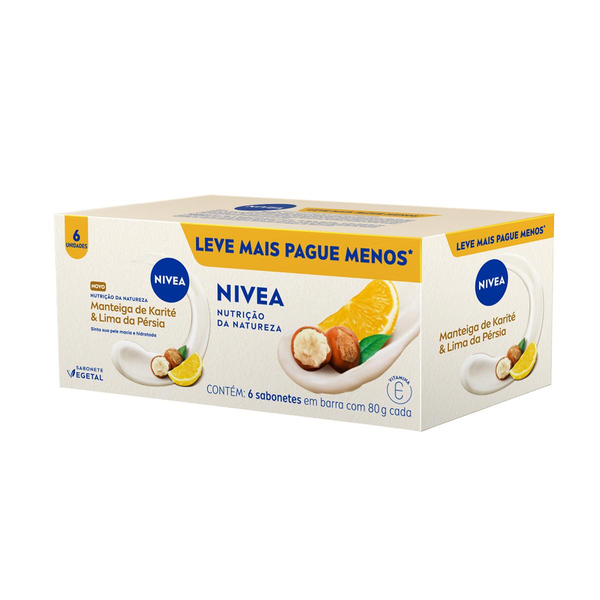 Sabonete NIVEA Nutrição da Natureza Manteiga de Karité & LIma da Pérsia com 6 Unidades 80g cada Leve Mais Pague Menos