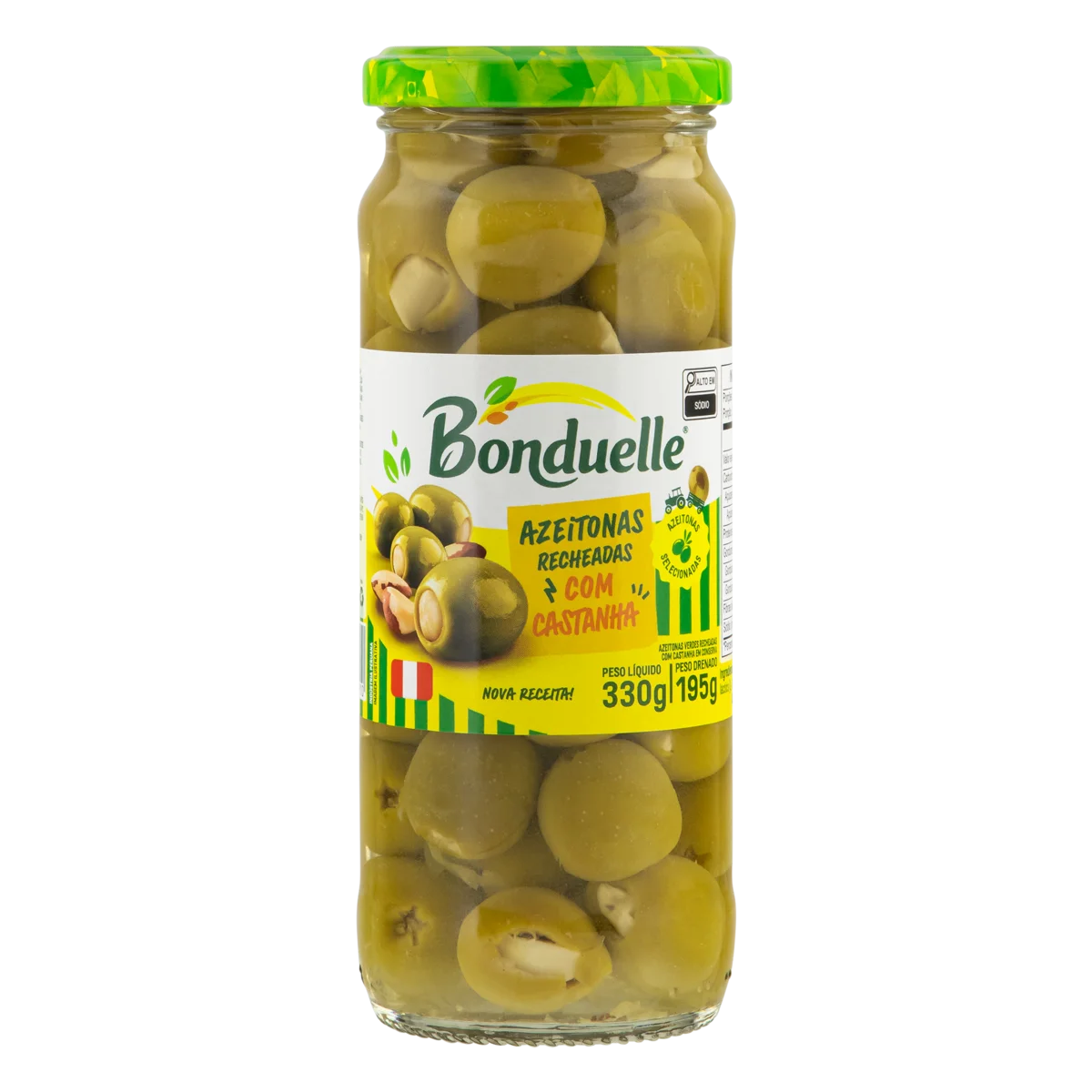 Azeitona Verde em Conserva Recheio Castanha Bonduelle 195g
