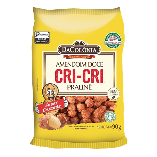 Amendoim Dacolônia Doce Crocante Cri-cri Pralinê Sem Glúten 90g