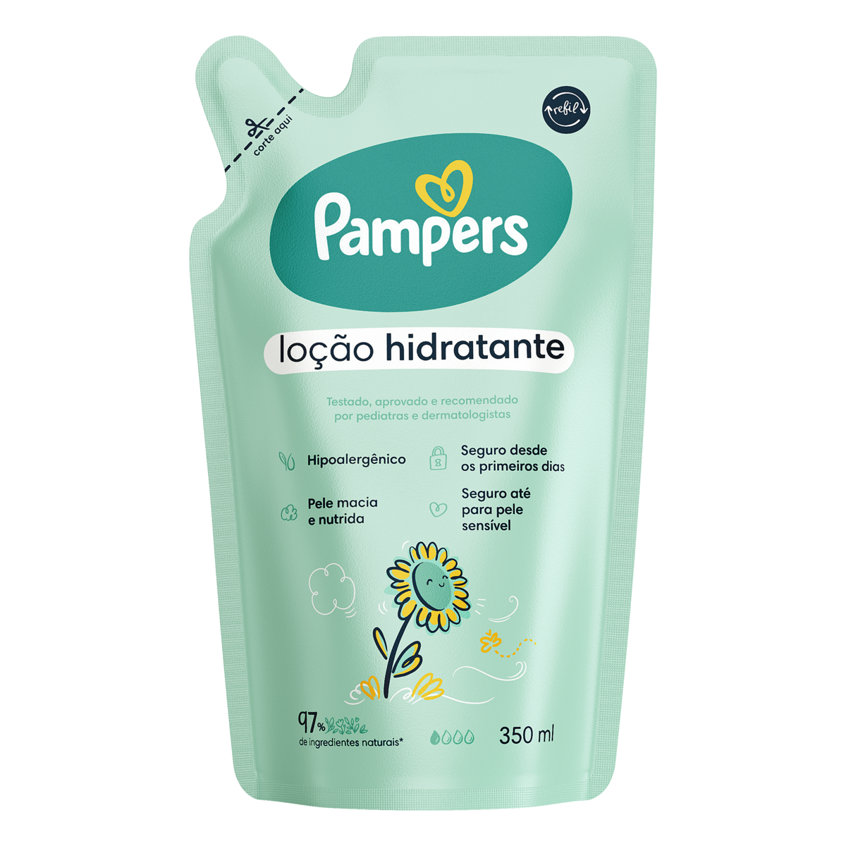 Loção Infantil Hidratante Pampers Sachê 350ml Refil