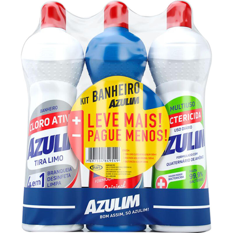 Kit Banheiro Azulim Multiuso/Tira limo/Bactericida 3un