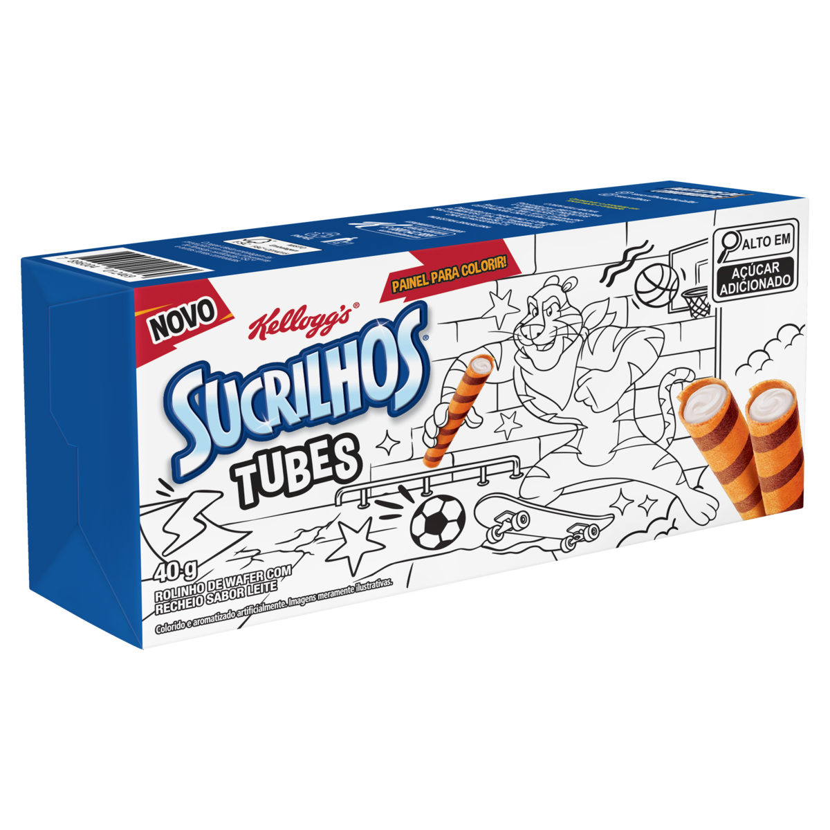 Rolinhos de Wafer Recheio Leite Kellogg's Sucrilhos Tubes Caixa 40g