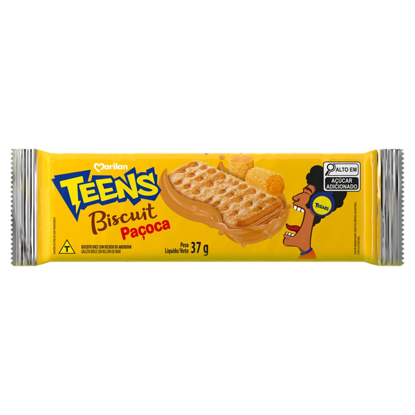 Biscoito Recheio Paçoca Marilan Teens Biscuit Pacote 37g