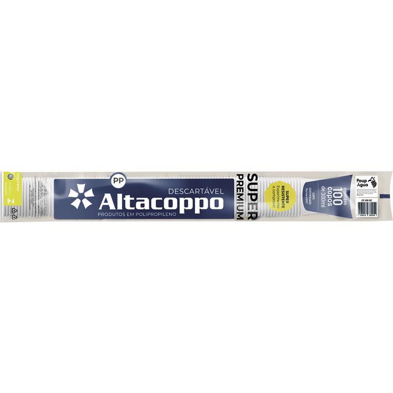 Copo Plástico Descartável Altacoppo ABNT 300ml Branco 100un