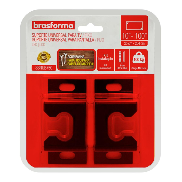 Suporte Brasforma Suporta Ate 100kg, Indicado Para Aparelhos De 10 A 100 Polegadas