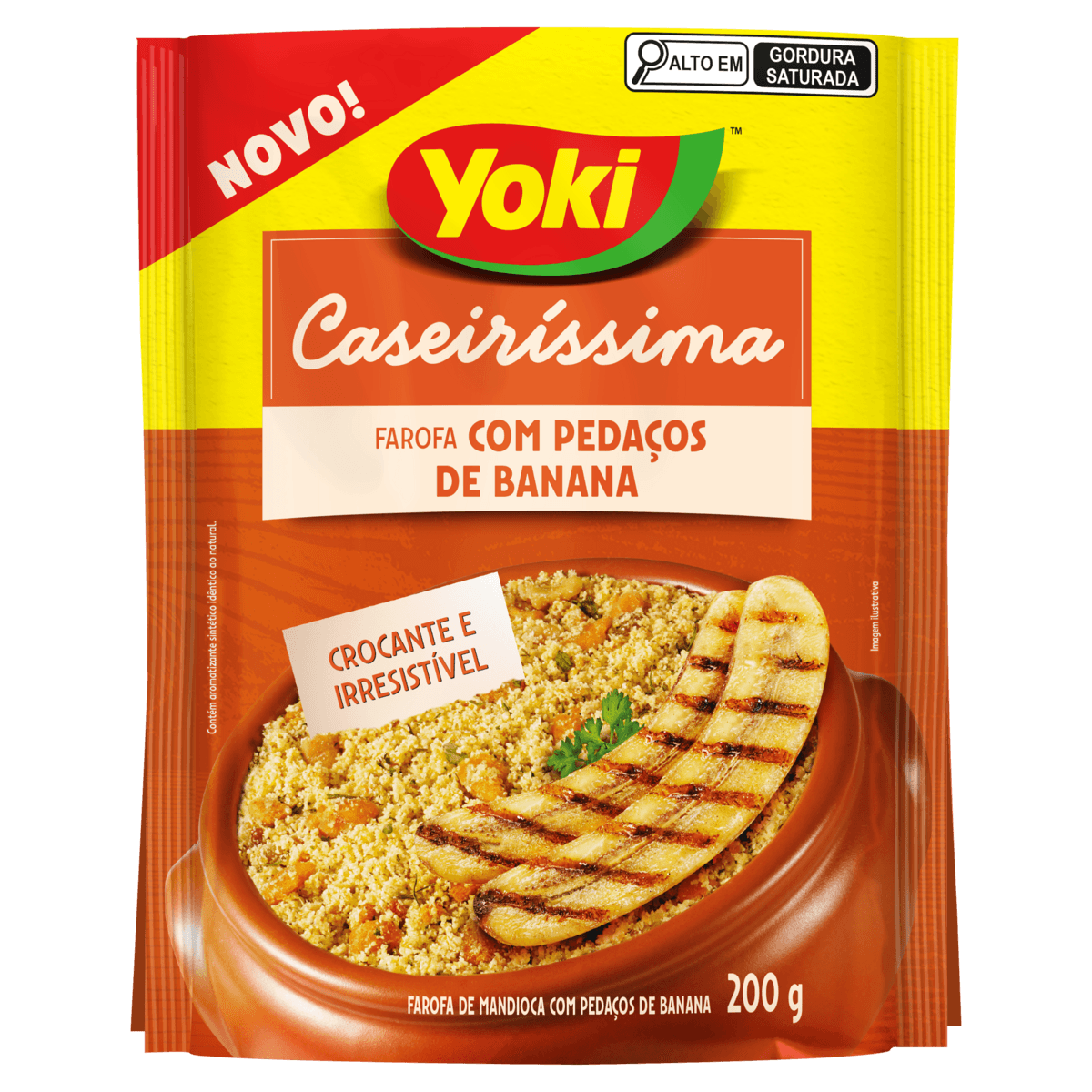Farofa de Mandioca com Pedaços de Banana Crocante Yoki Caseiríssima Pacote 200g