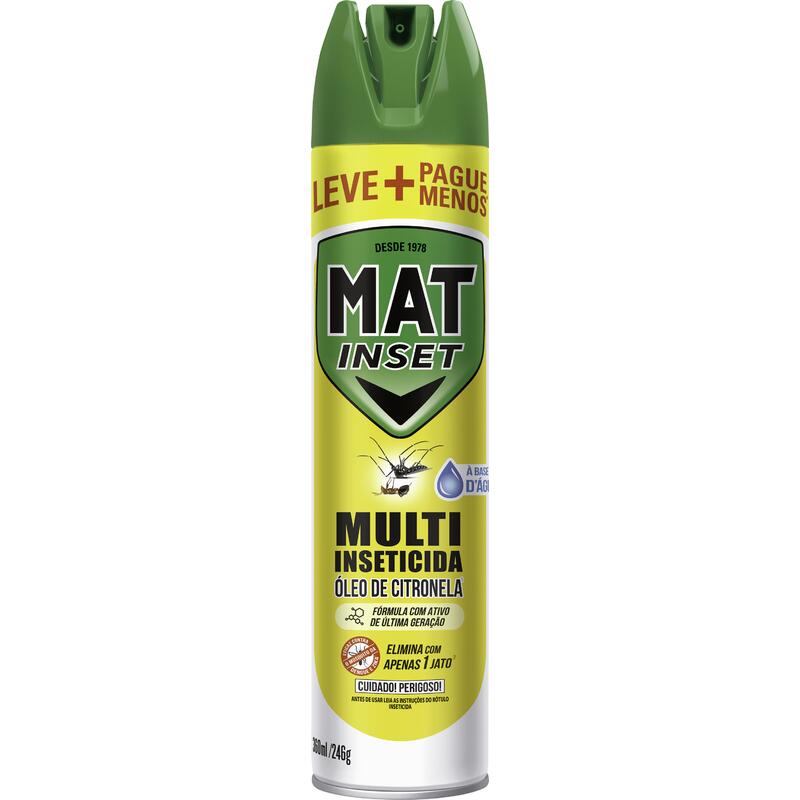 Multi-Inseticida Aerossol Mat Inset Citronela 360ml Grátis 33%