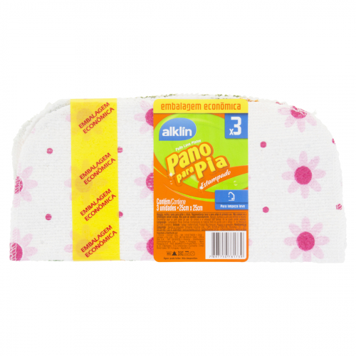 Pano para Pia ALKLIN Estampado 25x25cm com 3 Unidades