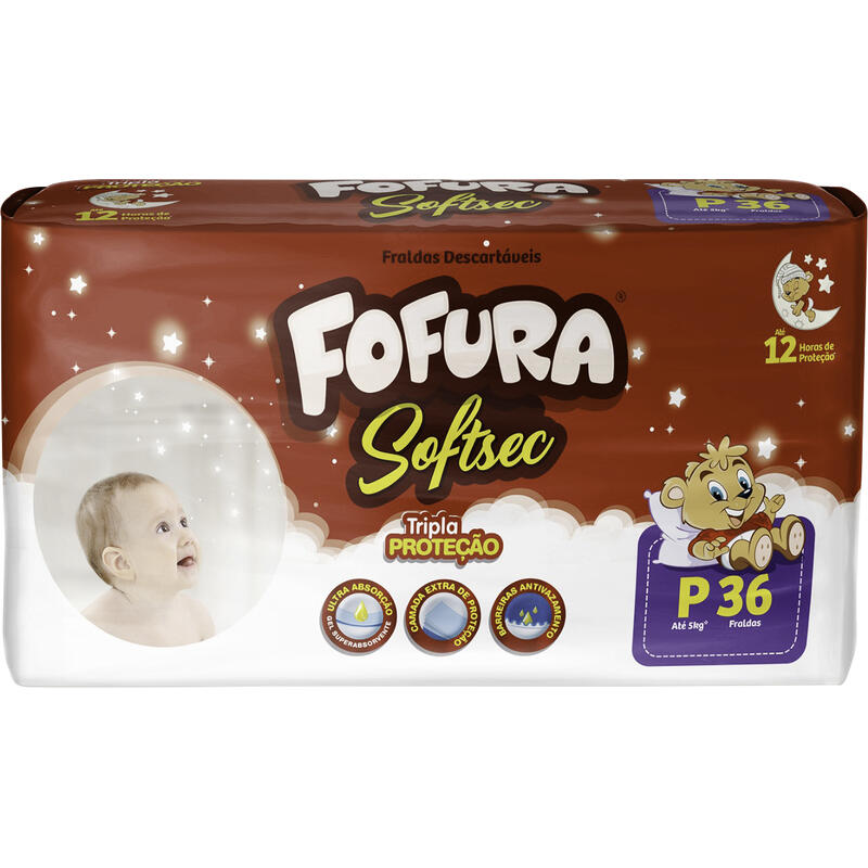 Fralda Descartável Fofura Baby Softsec Mega P 36 un
