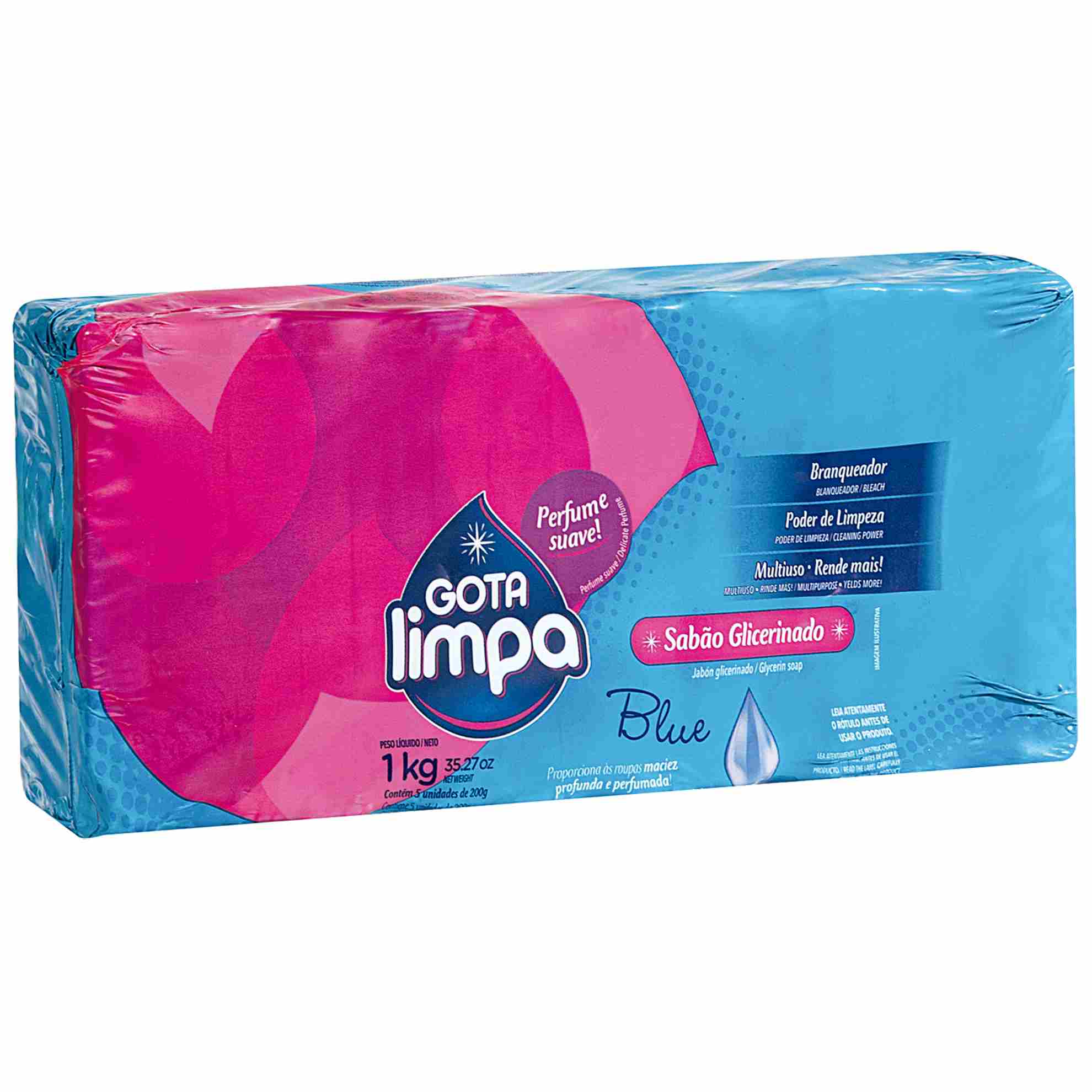 Sabão Glicerinado Blue Gota Limpa 200g 5 unidades