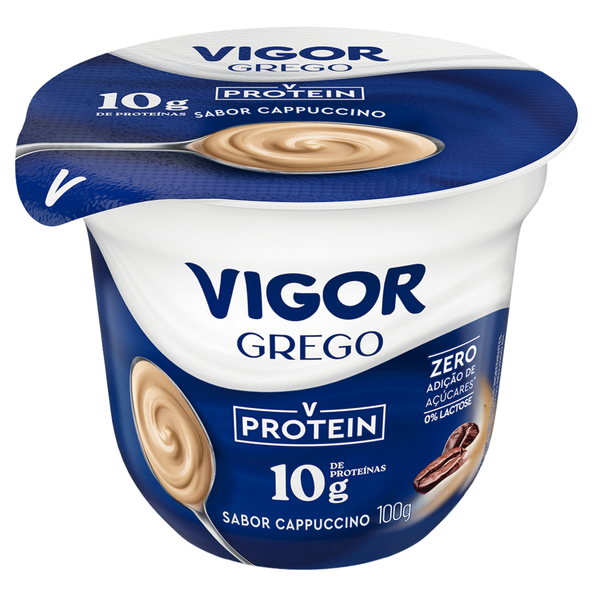 Iogurte Parcialmente Desnatado Grego Cappuccino Zero Lactose Vigor Protein Pote 100g