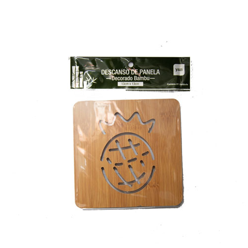 Descanso De Panela Yazi Bambu Decorado 13x13cm