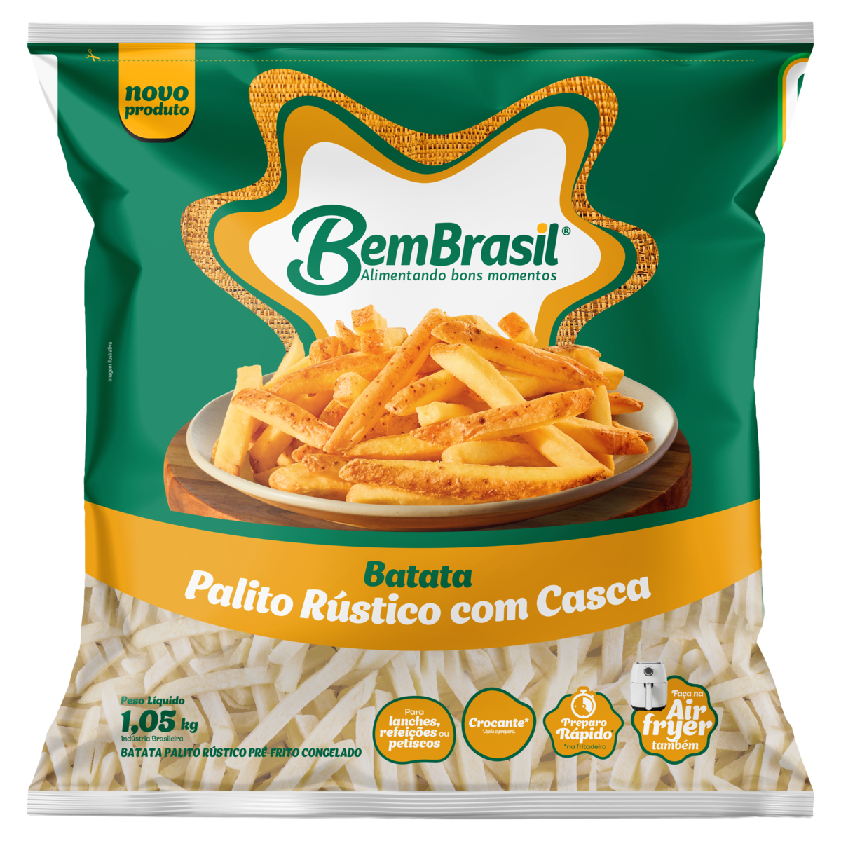 Batata Pré-Frita Palito Rústico Congelada Bem Brasil Pacote 1,05kg
