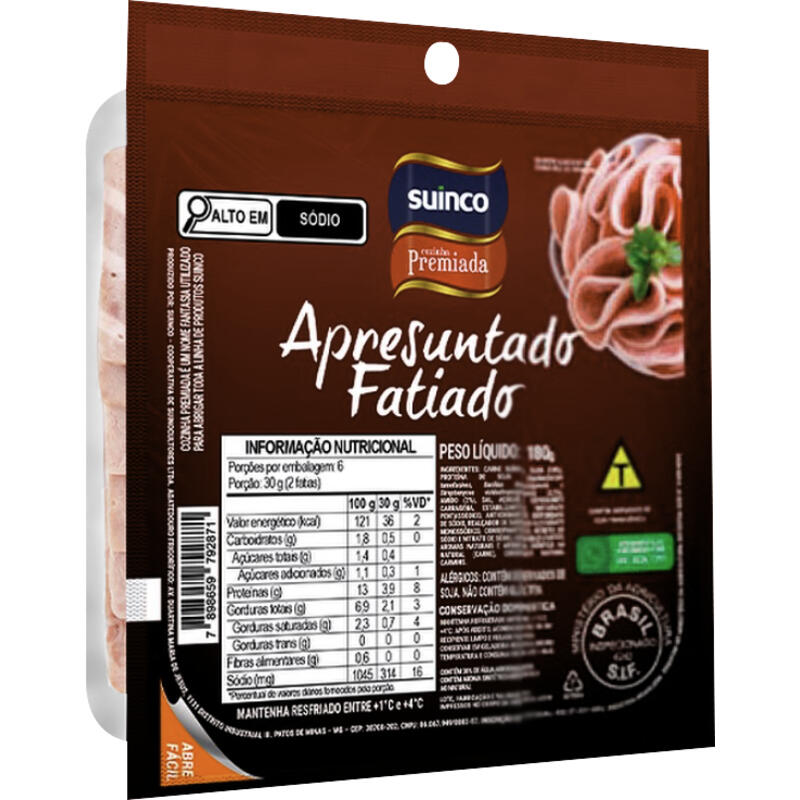 Apresuntado Suinco Fatiado 180g