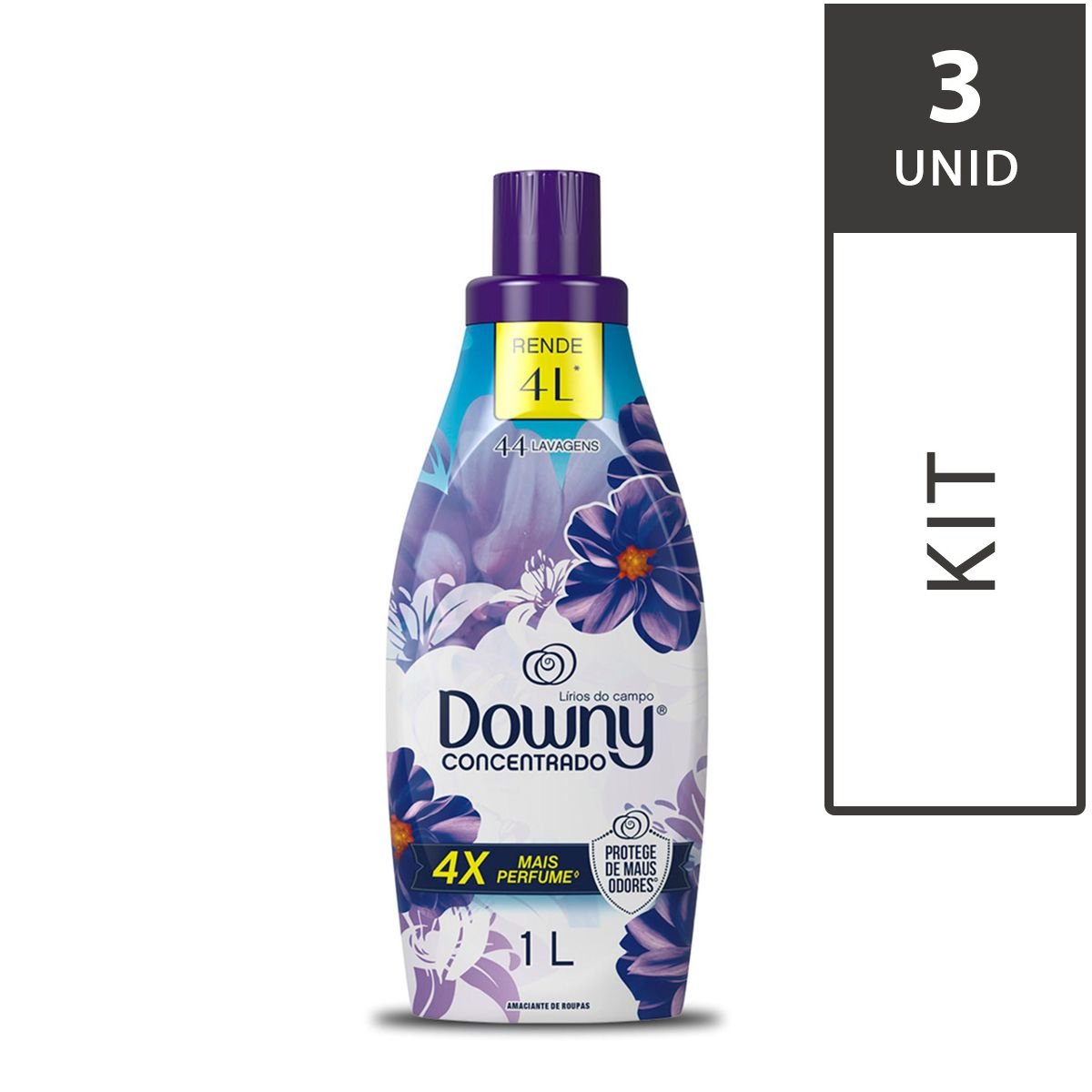 Kit com 3 Amaciantes Concentrado Downy Lírios Do Campo 1L Cada