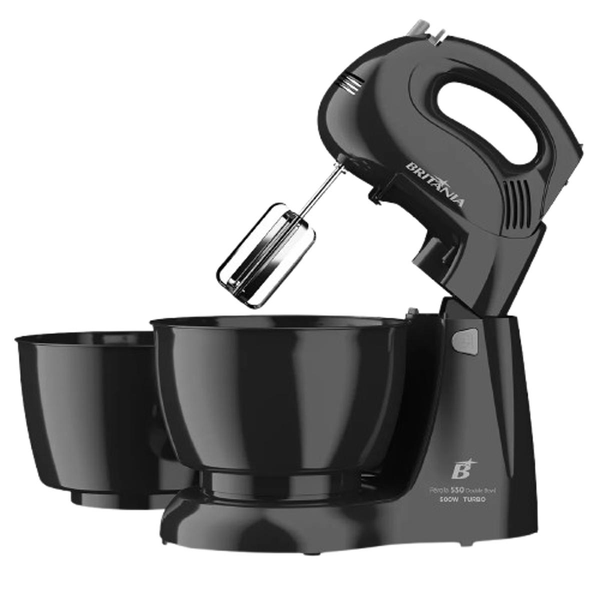 Batedeira Britânia Pérola - 550 Turbo - Double Bowl - Preta