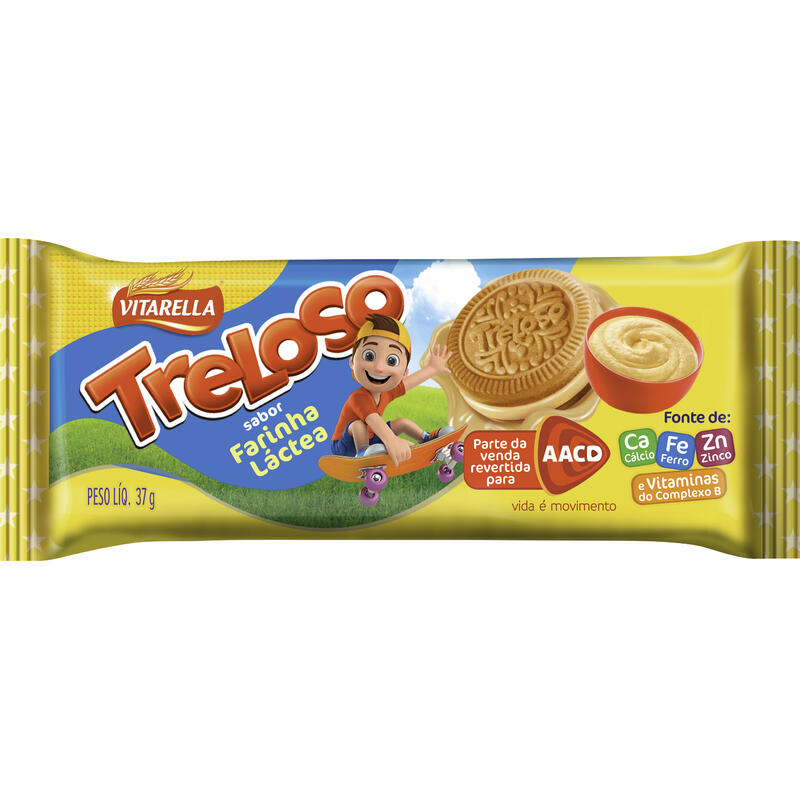 Biscoito Recheado Treloso Farinha Láctea 37g