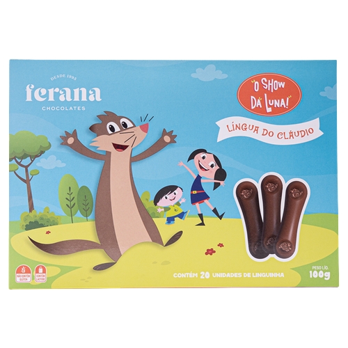 Chocolate Ferana Língua Do Cláudio Com 20 Unidades 100g