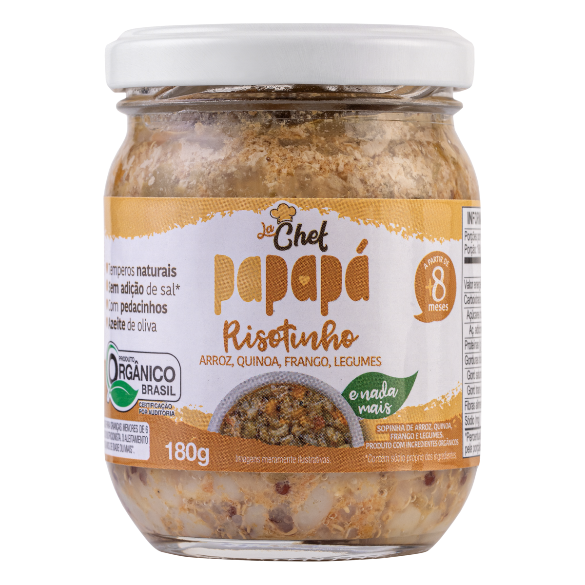 Risotinho PAPAPÁ Orgânico Arroz, Quinoa, Frango e Legumes 180g