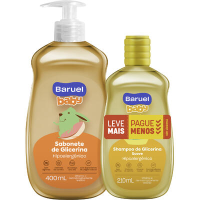 Kit Infantil Baruel Baby Sabonete Líquido + Shampoo Suave