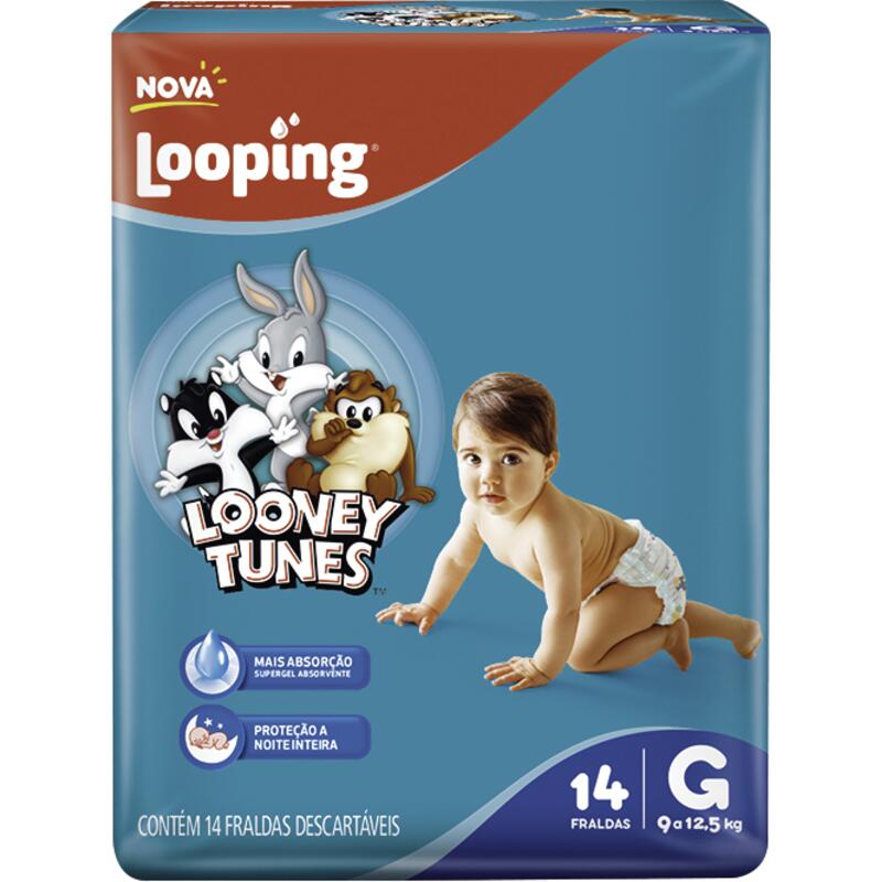 Fralda Descartável Infantil Looping G Pacote 14 Unidades
