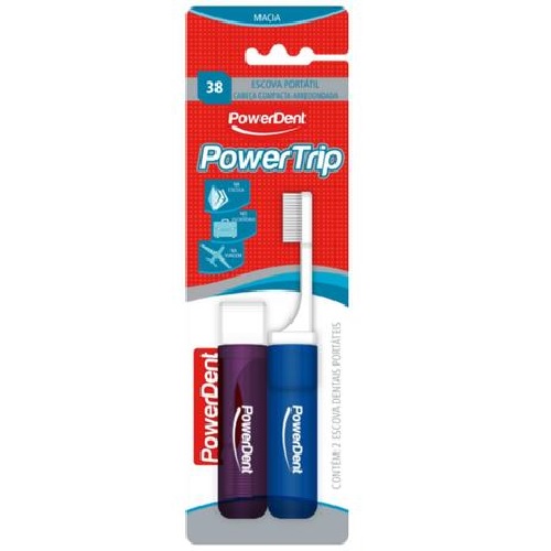 Escova Dental Power Dent Trip Compacta 2 Unidades