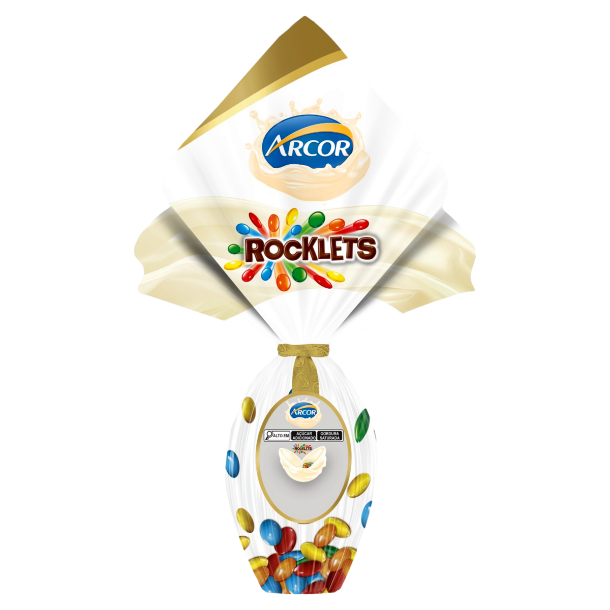 Ovo de Páscoa Branco Rocklets Arcor 220g