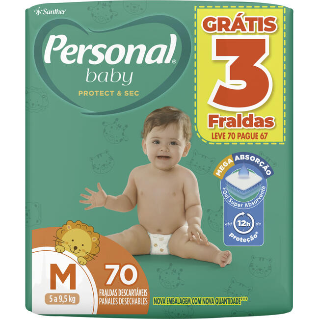 Fralda Descartável Personal Baby M LV 70 PG 67 un
