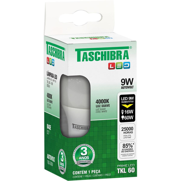 Lâmpada Taschibra LED - 9W - TKL 60 - 4000K - Ref. 11080247