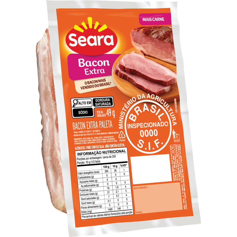 Bacon Extra Paleta Seara Preço por quilo na peça