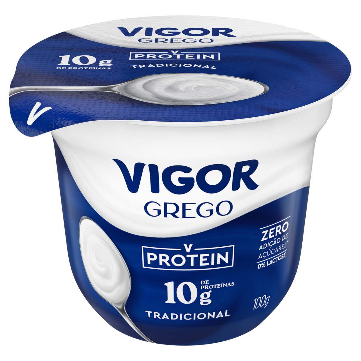 Iogurte Parcialmente Desnatado Grego Tradicional Zero Lactose Vigor Protein Pote 100g